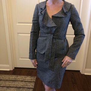 Gray wool ruffle suit